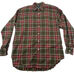 Ralph Lauren Big Shirt Button Down Flannel Shirt Tartan Plaid Large‎ Pony